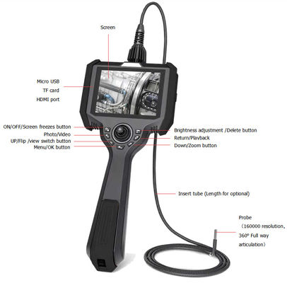 Endoscópio óptico industrial portátil IP54 360° Articulação em direção completa