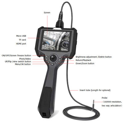 Endoscópio industrial portátil de 160000 pixels Endoscópio digital portátil de visualização direta LCD
